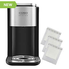 Caso Design HW 500 Touch Turbo 8-Second Boil Hot Water Dispenser and 50-pack Tea Packets Single Serve Filters