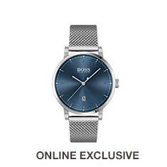 Hugo Boss Men's Confidence Silver-Tone Stainless Steel Mesh Watch
