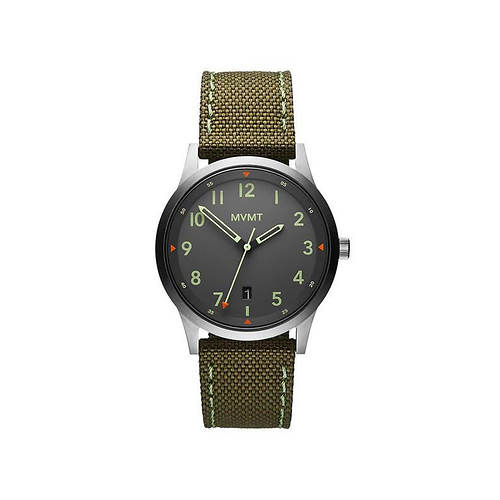 Men's MVMT Field AT Silver & Olive Leather Stap Watch