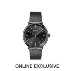 Hugo Boss Men's Skyliner Black Ion-Plated Stainless Steel Mesh Watch