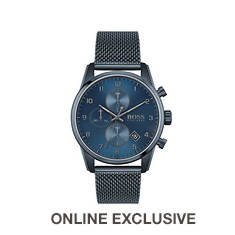 Hugo Boss Men's Skymaster Dark Blue Stainless Steel Milanese Watch