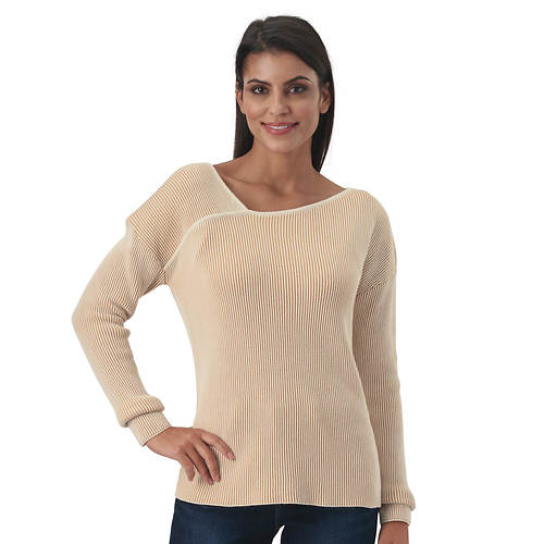 Masseys Asymmetrical Ribbed Sweater