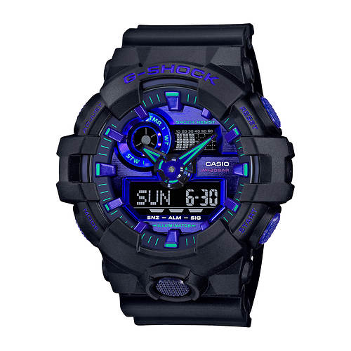 G-Shock Men's Virtual Black Metallic Analog/Digital Watch Blue Violet