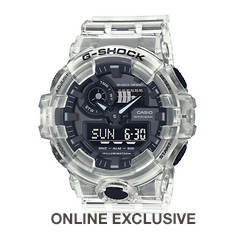 G-Shock Men's Transparent White Resin Analog/Digital Watch Black Dial