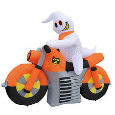 7' Inflatable Ghost on Motorbike Halloween Decoration