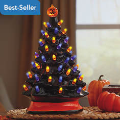 15" Lighted Ceramic Halloween Tree