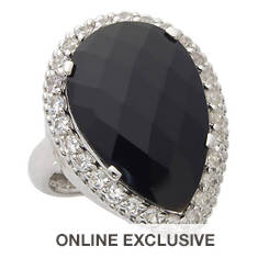 Jilco Black Onyx & White Sapphire Ring