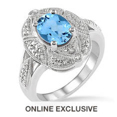 Jilco Blue Topaz & Diamond Ring