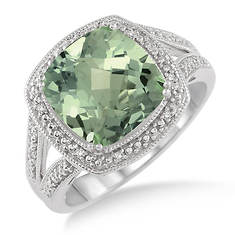 Jilco Green Amethyst & Diamond Ring