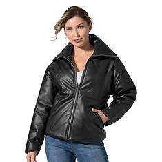 K Jordan Quilted Faux Leather Puffer Coat