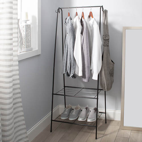 Organize It All Garment Rack with 2-Tier Shelving