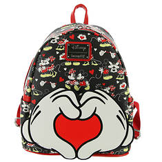 Loungefly Mickey+Minnie Heart Hands Mini Backpack
