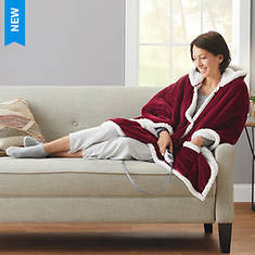  Heated Sherpa-to-Flannel Wrap Throw