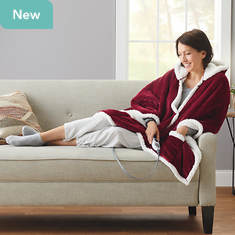  Heated Sherpa-to-Flannel Wrap Throw - Opened Item