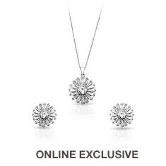 PARIKHS Clear Baguette Flower CZ Necklace-Earring Set