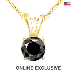 PARIKHS Black Round AA Quality Diamond Pendant with Chain