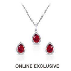 PARIKHS Pear Shapped Birthstone Necklace-Earring Set