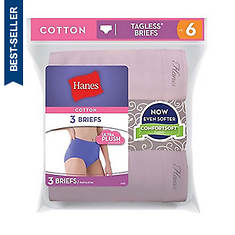Hanes Women's Cotton Tagless Briefs 3-Pack