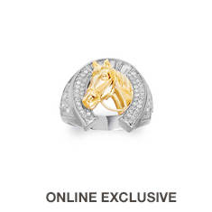 PARIKHS Cubic Zirconia Horse Shoe Gold Horse Ring