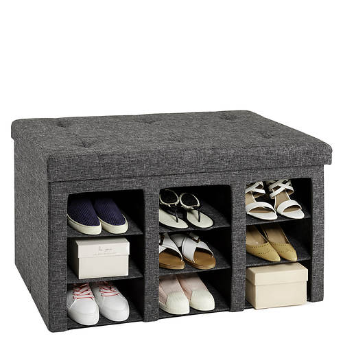 9-Bin Foldable Tufted Shoe Storage Bench