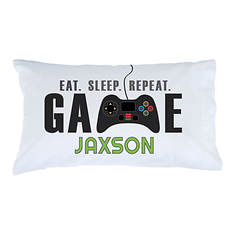 Custom Personalization Solutions Eat Sleep Game Repeat Personalized Pillowcase