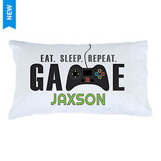 Custom Personalization Solutions Eat Sleep Game Repeat Personalized Pillowcase
