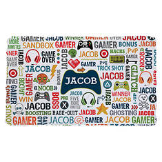 Custom Personalization Solutions Personalized Gamer Words and Icons Fuzzy Throw Blanket