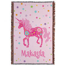 Personalized Pretty Unicorn Throw Blanket