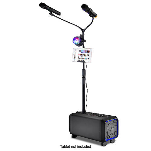 IQsound Double Karaoke Mics with Bluetooth Speaker and Disco Ball