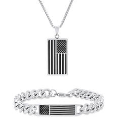 American Flag Bracelet and Dog Tag Pendant
