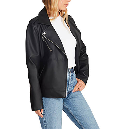 Steve Madden Women's Julia Vegan Leather Moto Jacket