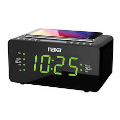 Naxa Dual Alarm Clock with Qi Wireless Charging Funtion