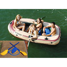 Solstice Voyager 4-Person Inflatable Boat with Oars