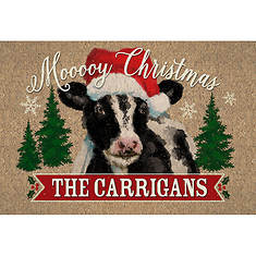 Custom Personalization Solutions Christmas Cow Personalized Doormat