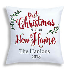 Custom Personalization Solutions Christmas in Our New Home Personalized Throw Pillow