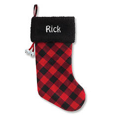 Custom Personalization Solutions Personalized Buffalo Plaid Stocking with Black Cuff