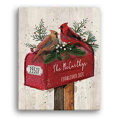 Custom Personalization Solutions Personalized Cardinal Couple On Mailbox 11"x14" Canvas
