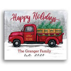Red Tree Farm Truck 11"x14" Personalized Canvas