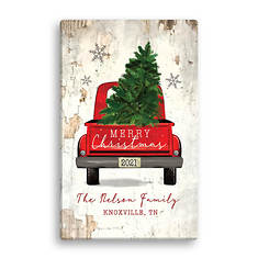 Christmas Red Truck Personalized 10"x16" Canvas