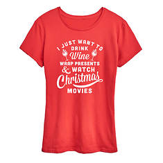 Wine & Christmas Movies Women's Tee