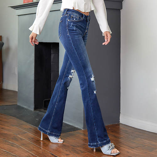 KanCan Women's Harlowe Mid-Rise Flare Jean