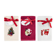 Christmas Gift Pack 6-Piece Embroidered Finger Tip Towel Collection