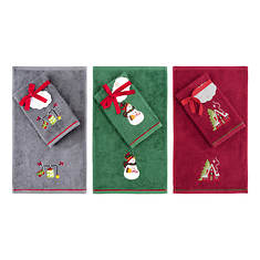 Christmas Gift Pack 6-Piece Embroidered Finger Tip Towel Collection