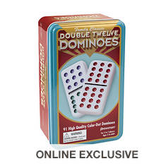 Pressman Dominoes: Double Twelve Color Dot Dominoes in Tin