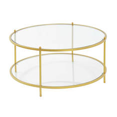 Royal Crest 2-Tier Round Glass Coffee Table