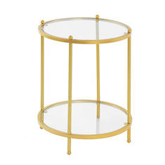 Royal Crest 2-Tier Round Glass End Table with Shelf