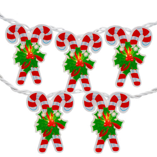 Northlight 10-Count Candy Cane Christmas Light Set - 6' White Wire