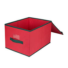 Northlight 16" Red and Green Collapsible Christmas Decoration Storage Box with Handle