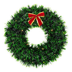 Northlight 17" Pre-Lit Green Tinsel Artificial Christmas Wreath with a Bow