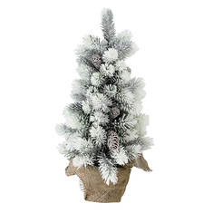 Northlight 19" Potted Slim Flocked Mini Pine Artificial Christmas Tree in Burlap Base
